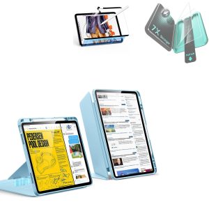 iPad Air 13 (M4) 2026 Bundle Flip Magnetic Case with Pencil Holder. Paper-Feel Magnetic & Armorite® Protection - Sky Blue