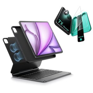 iPad Air 13 (M4) 2026 Bundle Rebound Magnetic Keyboard Case 360 & Screen Protectors - US Layout-Black
