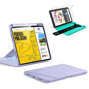 iPad Pro 11 (2025) Bundle Flip Magnetic Case with Pencil Holder & Armorite  Paper-Feel Protection - Light Purple