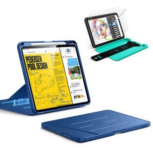 iPad Pro 11 (2025) Bundle Flip Magnetic Case with Pencil Holder & Armorite  Paper-Feel Protection - Navy Blue