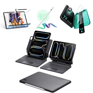 iPad Pro 11  (2025) Bundle Rebound Magnetic Keyboard Case 360 Digital Pencil & Screen Protectors - US Layout-Black