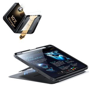 iPad Pro 11 (M5) 2025 Bundle Flip Magnetic Case (Pencil Holder) & Armorite Pro Screen Protector With UltraFit Tray - Black