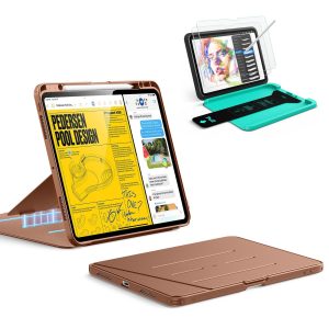 iPad Pro 13 (2025) Bundle Flip Magnetic Case with Pencil Holder & Armorite  Paper-Feel Protection - Brown