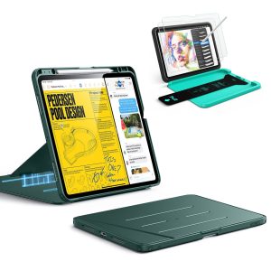 iPad Pro 13 (2025) Bundle Flip Magnetic Case with Pencil Holder & Armorite  Paper-Feel Protection - Green