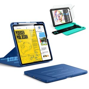 iPad Pro 13 (2025) Bundle Flip Magnetic Case with Pencil Holder & Armorite  Paper-Feel Protection - Navy Blue
