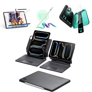iPad Pro 13  (2025) Bundle Rebound Magnetic Keyboard Case 360. Digital Pencil & Screen Protectors - US Layout-Black