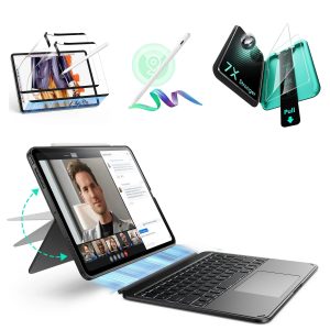 iPad Pro 13 (M4) 2024 Bundle Shift Keyboard Case. Geo Digital Pencil. and Screen Protectors  - US Layout - Dark Gray