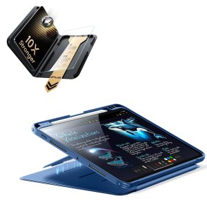 iPad Pro 13 (M5) 2025 Bundle Flip Magnetic Case (Pencil Holder) & Armorite Pro Screen Protector With UltraFit Tray - Navy Blue