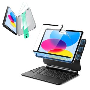iPad 11 (A16. 2025) Rebound Magnetic Keyboard Case and Paper-Feel Screen Protector Bundle-US Layout-Black