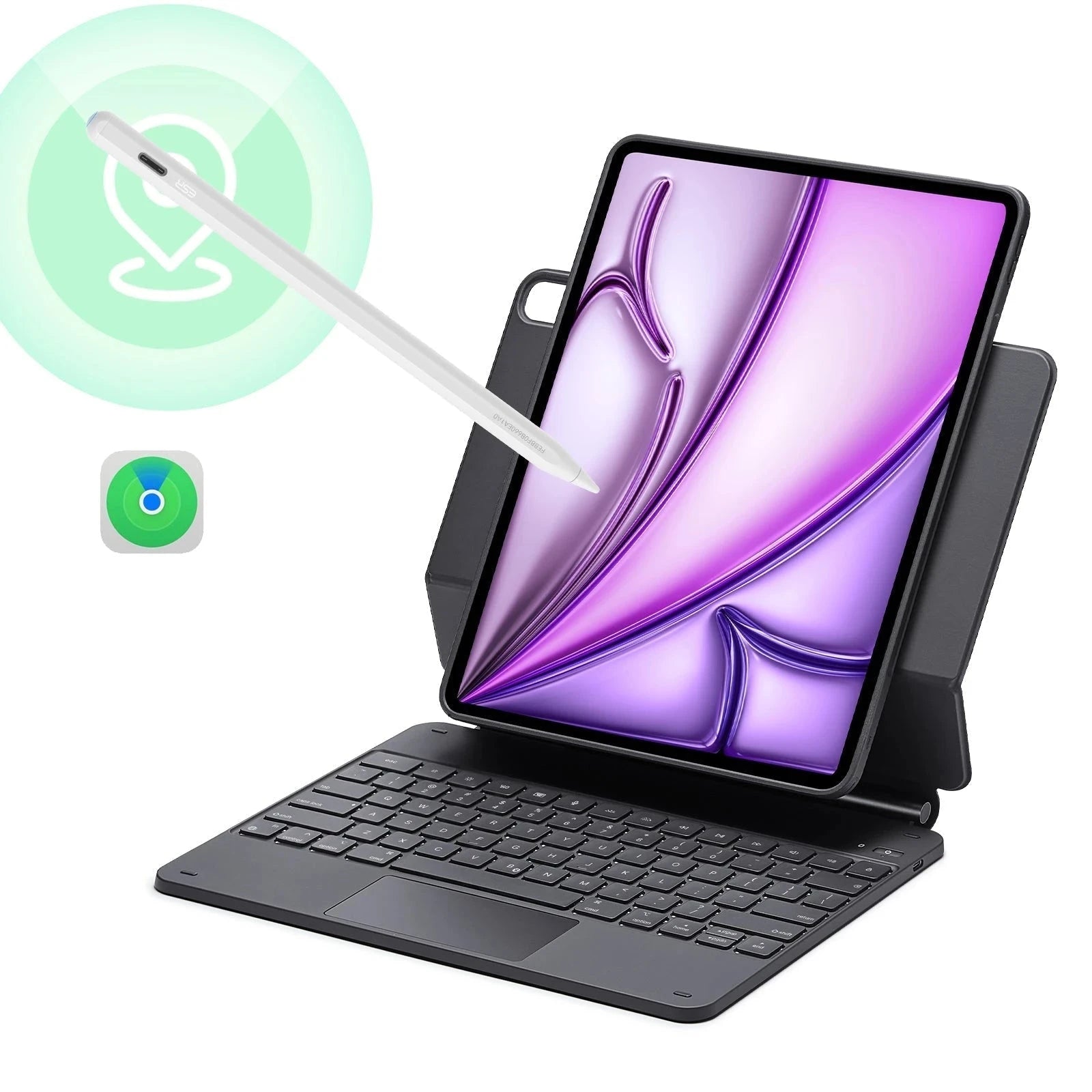 iPad Air 13 (2025) Rebound Magnetic Keyboard Case 360 Pencil Bundle-US Layout-Black