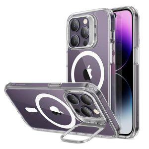 iPhone 14 Pro Max Classic Hybrid Case with Stash Stand (HaloLock) - Clear
