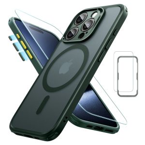 iPhone 15 Pro Max Classic Pro Case (HaloLock) Set - Frosted Dark Green