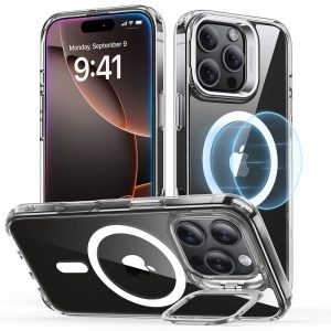 iPhone 16 Pro Classic Hybrid Case with Stash Stand (HaloLock) - Clear