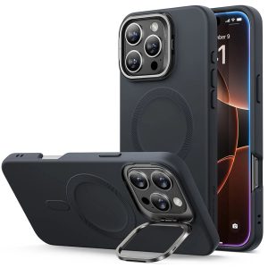 iPhone 16 Pro Max Cloud Soft Case with Stash Stand (HaloLock) - Black