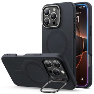 iPhone 16 Pro Cloud Soft Case with Stash Stand (HaloLock) - Black