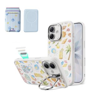 iPhone 17 Bundle Classic Hybrid Magnetic Case (Camera Control. Stash Stand) & Classic Magnetic Wallet - Coastal Summer