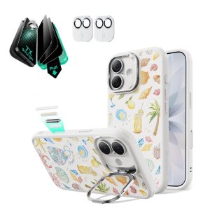iPhone 17 Bundle Classic Hybrid Magnetic Case (Camera Control. Stash Stand) and Armorite Privacy Screen Protector - Coastal Summer