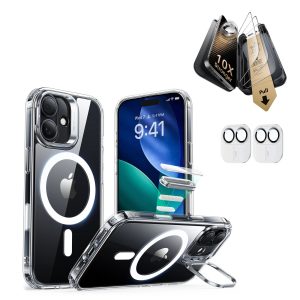 iPhone 17 Bundle Classic Hybrid Magnetic Case (Camera Control. Stash Stand) and Armorite Pro Screen Protector - Clear