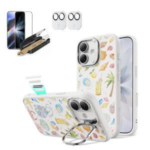 iPhone 17 Bundle Classic Hybrid Magnetic Case (Camera Control. Stash Stand) and Armorite Pro Screen Protector - Coastal Summer