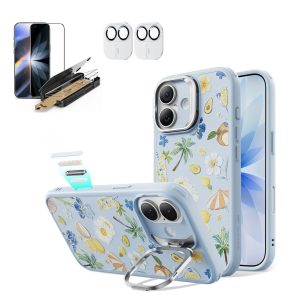 iPhone 17 Bundle Classic Hybrid Magnetic Case (Camera Control. Stash Stand) and Armorite Pro Screen Protector - Tropical Paradise