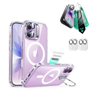 iPhone 17 Bundle Classic Hybrid Magnetic Case (Camera Control. Stash Stand) and Armorite Screen Protector - Clear