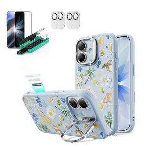 iPhone 17 Bundle Classic Hybrid Magnetic Case (Camera Control. Stash Stand) and Armorite Screen Protector - Tropical Paradise