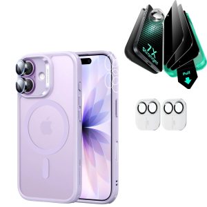 iPhone 17 Bundle Classic Hybrid Magnetic Case (Camera Control) and Armorite Privacy Screen Protector - Frosted Light Purple