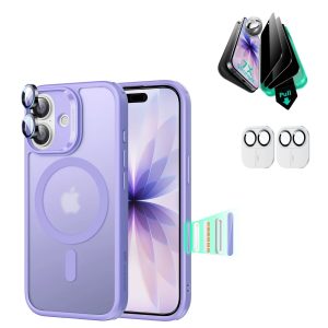 iPhone 17 Bundle Classic Hybrid Magnetic Case (Camera Control) and Armorite Privacy Screen Protector - Frosted Purple