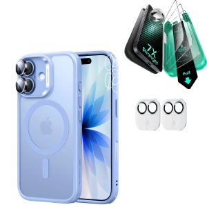 iPhone 17 Bundle Classic Hybrid Magnetic Case (Camera Control) and Armorite Screen Protector - Frosted Light Blue