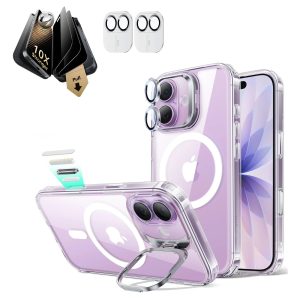 iPhone 17 Bundle Classic Hybrid Magnetic Case (Stash Stand) and Armorite Pro Privacy Screen Protector - Clear