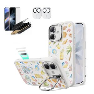 iPhone 17 Bundle Classic Hybrid Magnetic Case (Stash Stand) and Armorite Pro Privacy Screen Protector - Coastal Summer