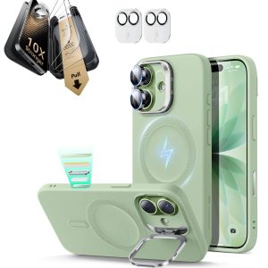 iPhone 17 Bundle Cloud Soft Magnetic Case (Camera Control. Stash Stand) and Armorite Pro Screen Protector - Sage Green