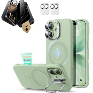 iPhone 17 Bundle Cloud Soft Magnetic Case (Stash Stand) and Armorite Pro Privacy Screen Protector - Sage Green