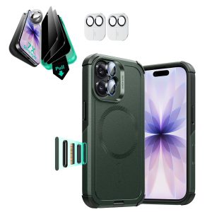 iPhone 17 Bundle Cyber Tough Magnetic Case (Camera Control) and Armorite Privacy Screen Protector - Olive Green