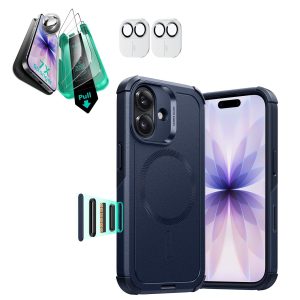 iPhone 17 Bundle Cyber Tough Magnetic Case (Camera Control) and Armorite Screen Protector - Navy Blue
