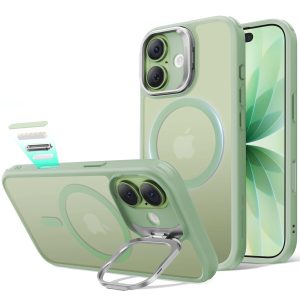 iPhone 17 Classic Hybrid Magnetic Case (Camera Control. Stash Stand) - Frosted Light Green
