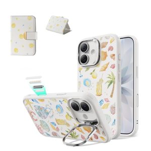 iPhone 17 Classic Hybrid Magnetic Case (Camera Control. Stash Stand) & Aura Clutch Magnetic Wallet - Coastal Summer