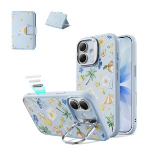 iPhone 17 Classic Hybrid Magnetic Case (Camera Control. Stash Stand) & Aura Clutch Magnetic Wallet - Tropical Paradise