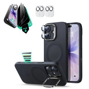 iPhone 17 Cloud Soft Magnetic Case (Camera Control. Stash Stand) Armorite Privacy Protection Bundle - Black