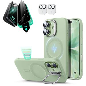 iPhone 17 Cloud Soft Magnetic Case (Camera Control. Stash Stand) Armorite Privacy Protection Bundle - Sage Green