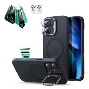 iPhone 17 Cloud Soft Magnetic Case (Camera Control. Stash Stand) Armorite Protection Bundle - Black