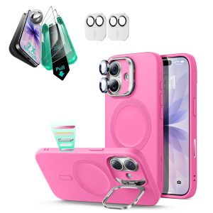 iPhone 17 Cloud Soft Magnetic Case (Camera Control. Stash Stand) Armorite Protection Bundle - Rosy Pink