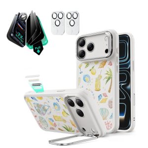 iPhone 17 Pro Bundle Classic Hybrid Magnetic Case (Camera Control. Stash Stand) and Armorite Privacy Screen Protector - Coastal Summer