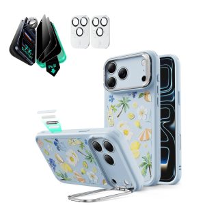 iPhone 17 Pro Bundle Classic Hybrid Magnetic Case (Camera Control. Stash Stand) and Armorite Privacy Screen Protector - Tropical Paradise