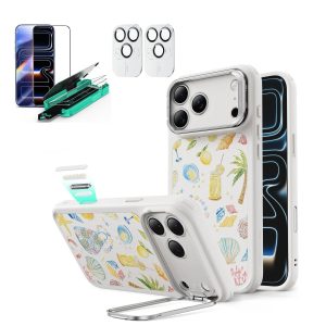 iPhone 17 Pro Bundle Classic Hybrid Magnetic Case (Camera Control. Stash Stand) and Armorite Screen Protector - Coastal Summer