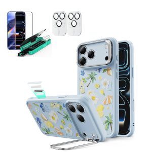 iPhone 17 Pro Bundle Classic Hybrid Magnetic Case (Camera Control. Stash Stand) and Armorite Screen Protector - Tropical Paradise