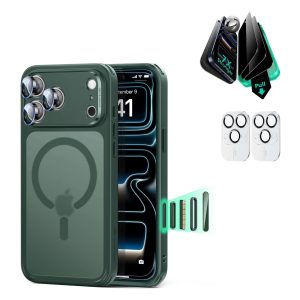 iPhone 17 Pro Bundle Classic Hybrid Magnetic Case (Camera Control) and Armorite Privacy Screen Protector - Frosted Green