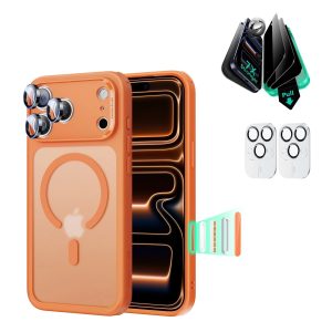 iPhone 17 Pro Bundle Classic Hybrid Magnetic Case (Camera Control) and Armorite Privacy Screen Protector - Frosted Orange