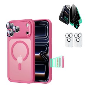 iPhone 17 Pro Bundle Classic Hybrid Magnetic Case (Camera Control) and Armorite Privacy Screen Protector - Frosted Pink