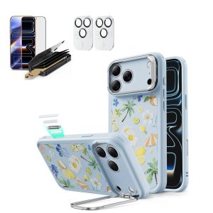 iPhone 17 Pro Bundle Classic Hybrid Magnetic Case (Stash Stand) and Armorite Pro Privacy Screen Protector - Tropical Paradise